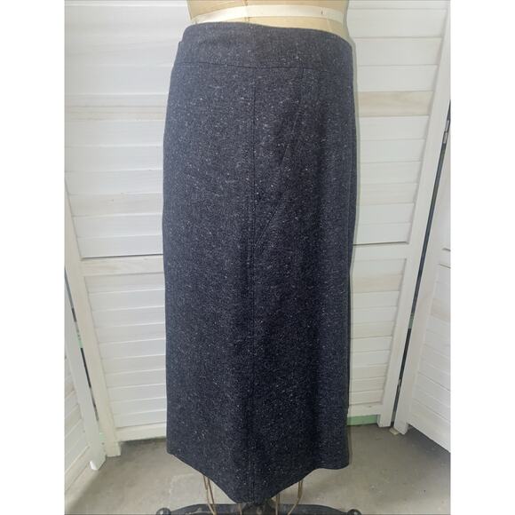 Women’s Zanella Charcoal Gray Tweed Wool Midi Skirt Size 6 Lined Made In Italy - Picture 2 of 9